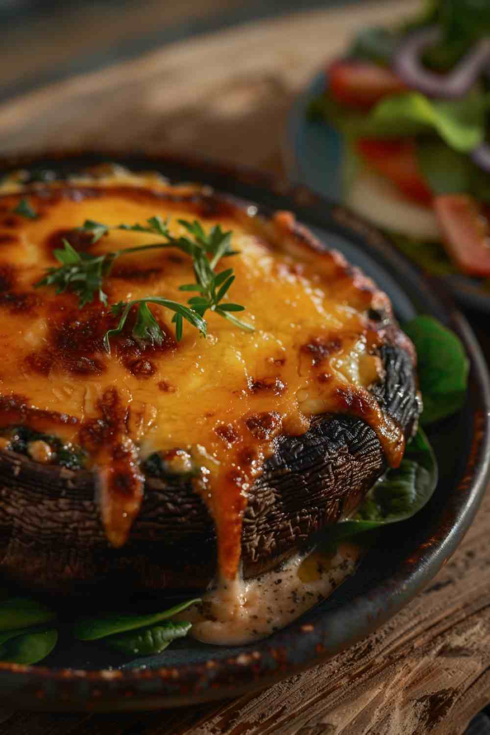 Stuffed Portabella Mushrooms with Garlic & Spinach