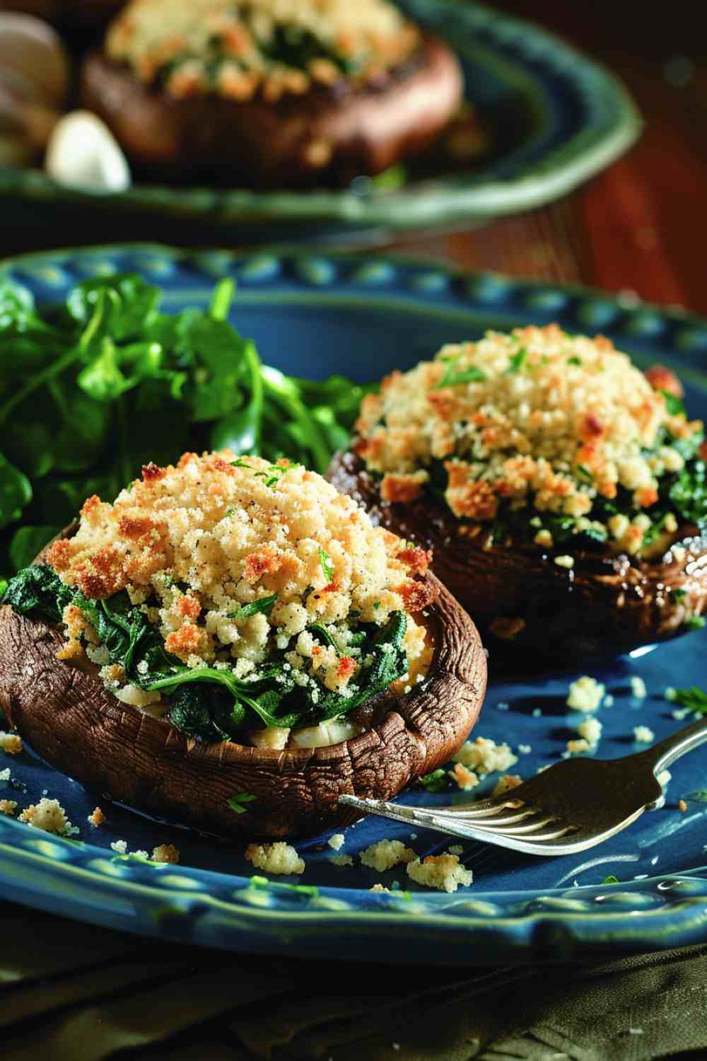 Stuffed Portabella Mushrooms with Garlic & Spinach