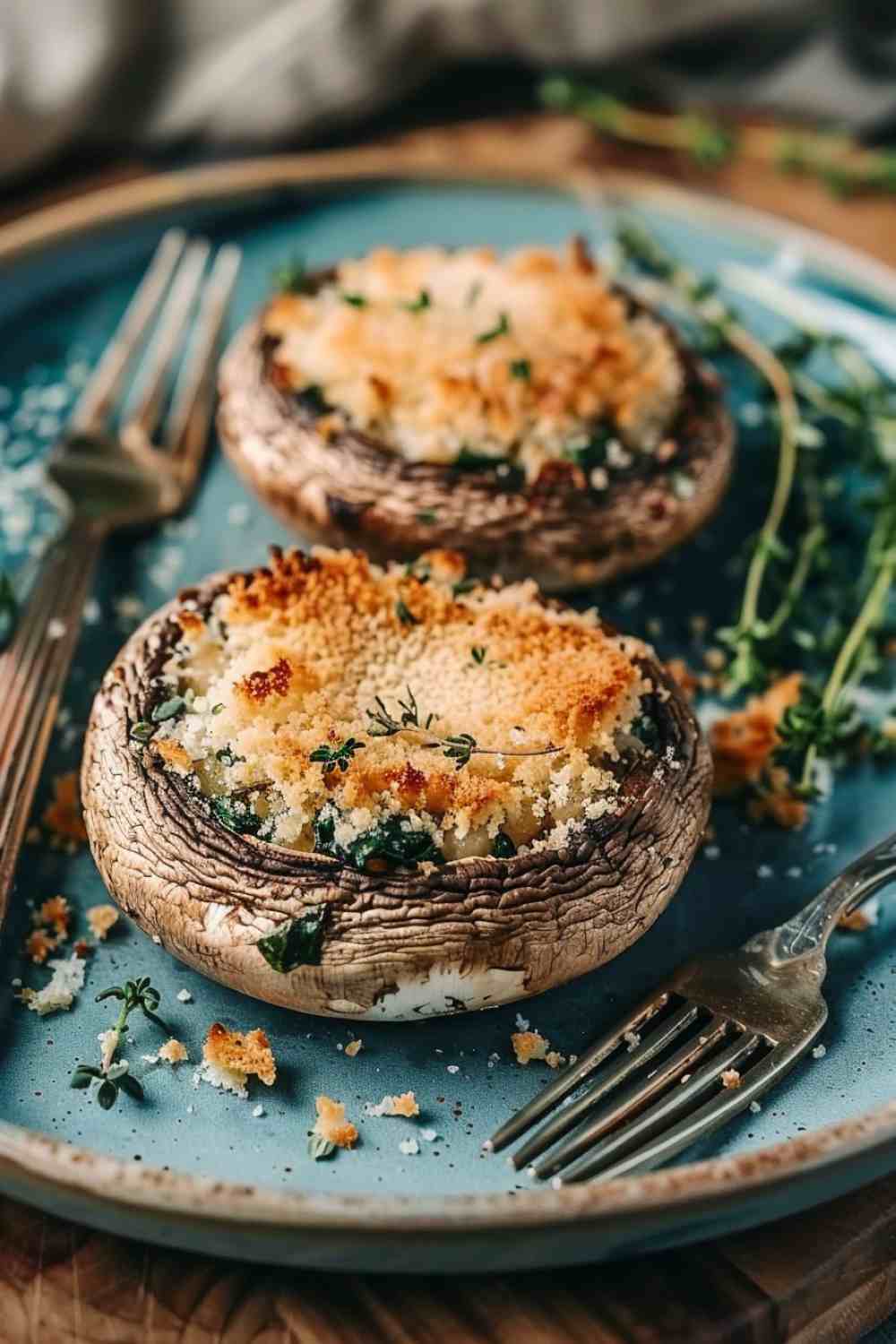 Stuffed Portabella Mushrooms with Garlic & Spinach