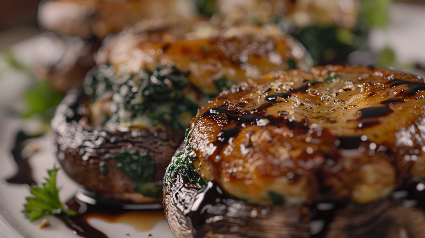 Stuffed Portabella Mushrooms with Garlic & Spinach