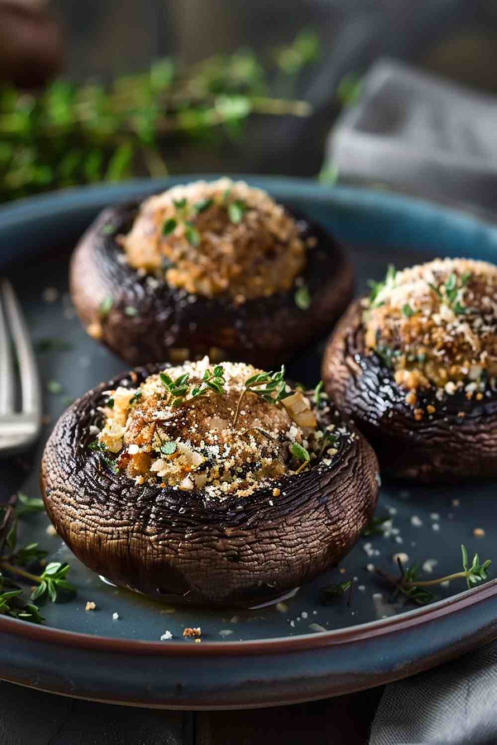 Stuffed Portabella Mushrooms with Garlic & Spinach