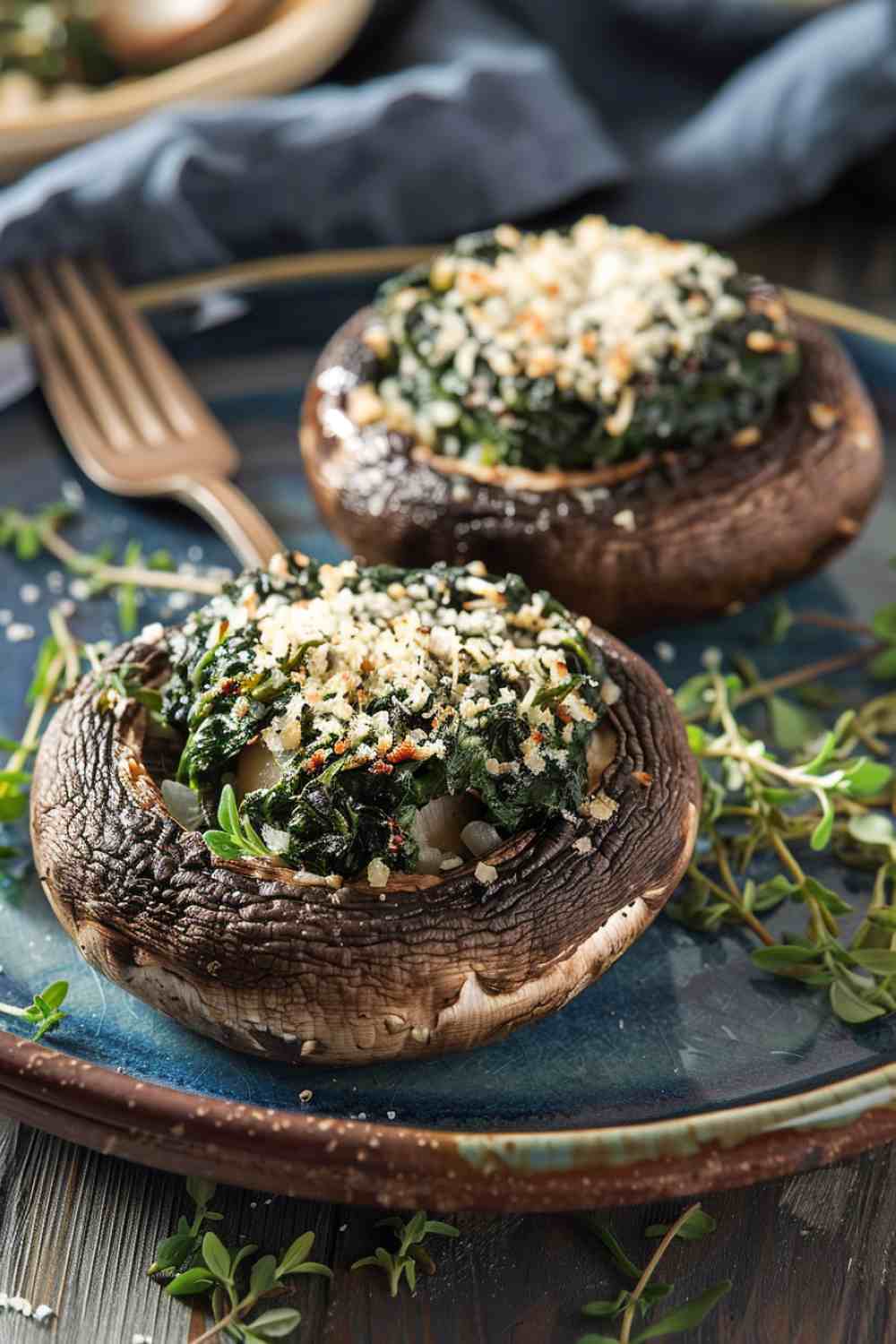 Stuffed Portabella Mushrooms with Garlic & Spinach