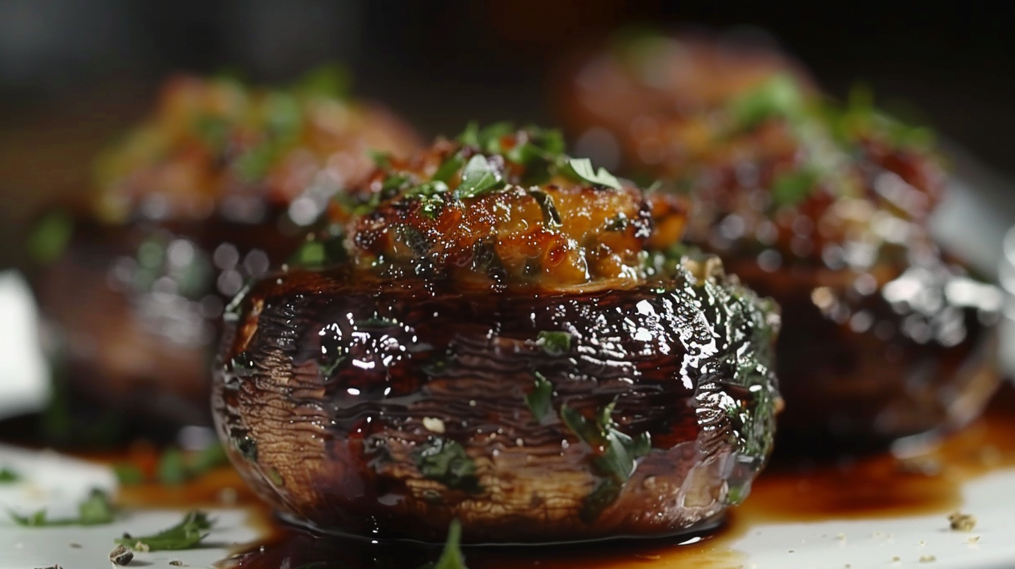 Stuffed Portabella Mushrooms with Garlic & Spinach