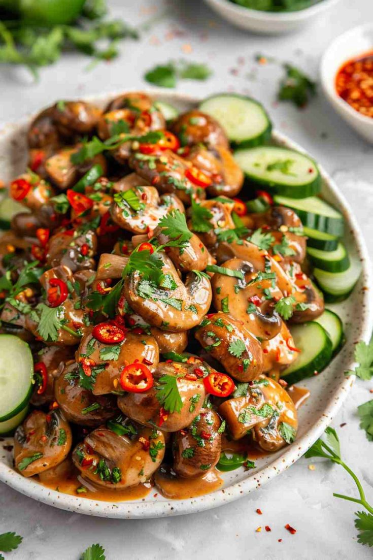 Thai Peanut Sauce Mushrooms