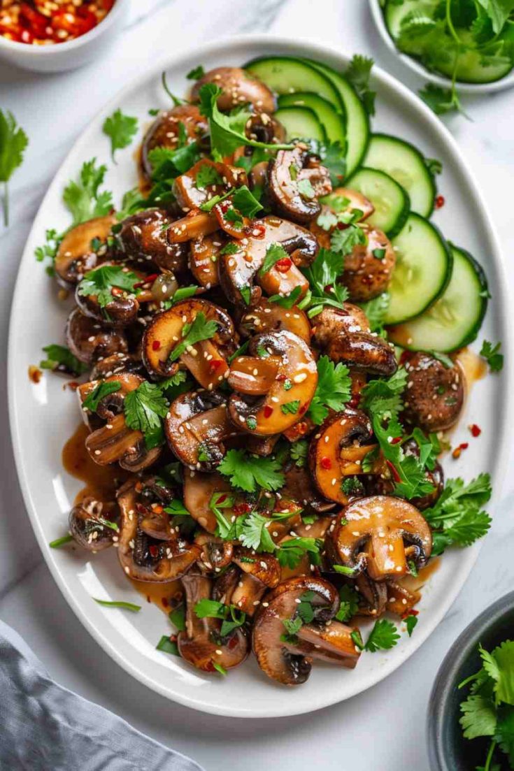 Thai Peanut Sauce Mushrooms