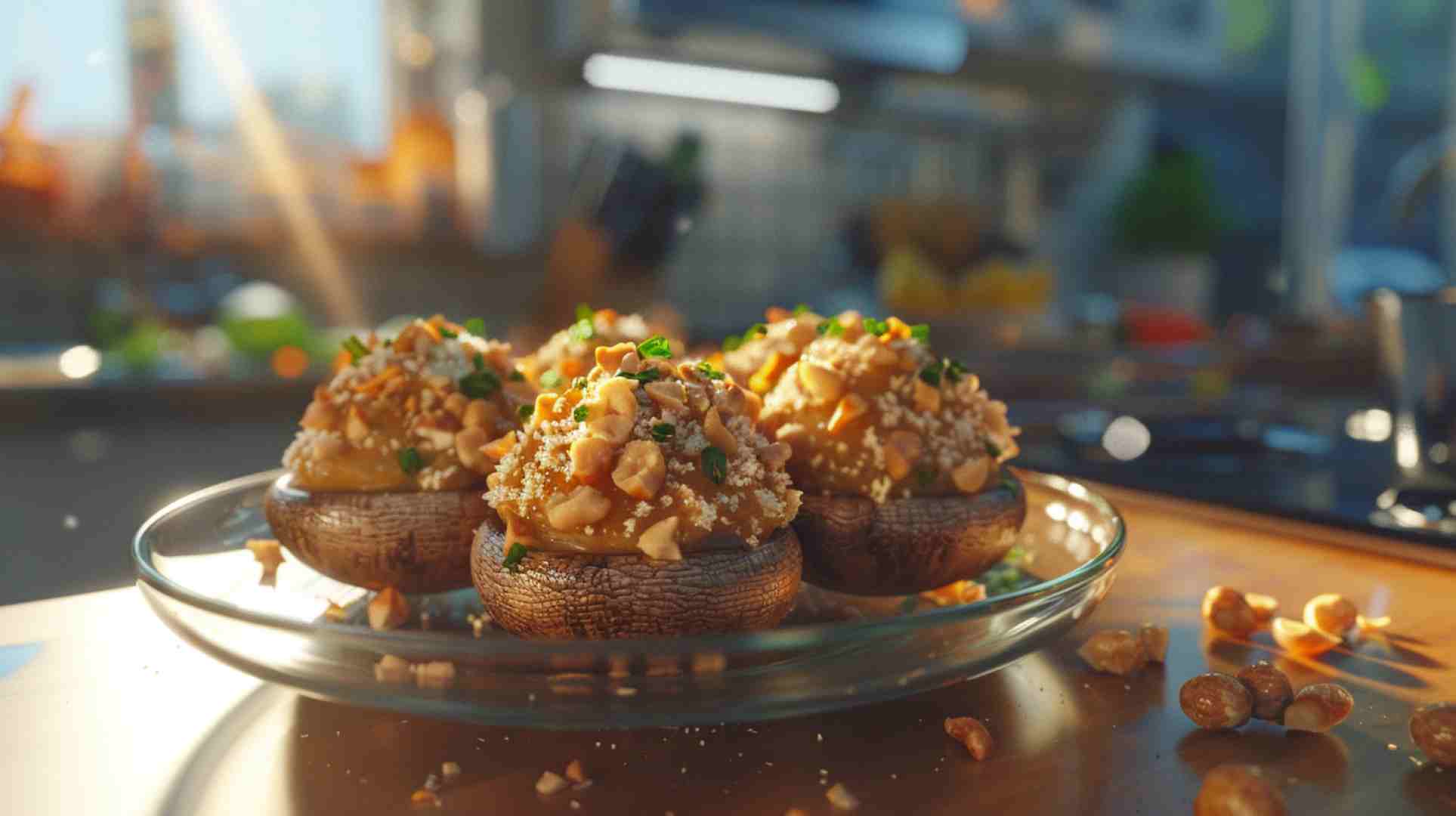 Vegan Walnut-Stuffed Mushrooms