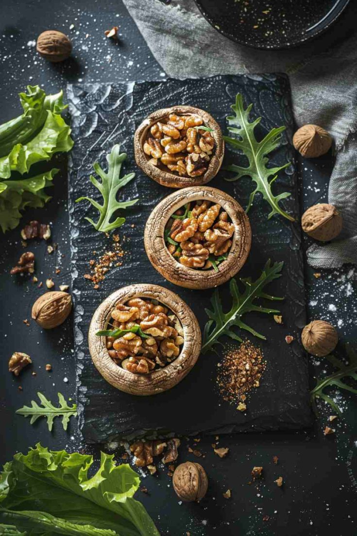 Vegan Walnut-Stuffed Mushrooms