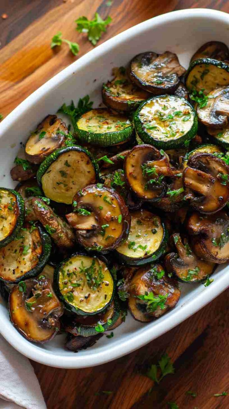 Air Fryer Zucchini and Mushroom Medley
