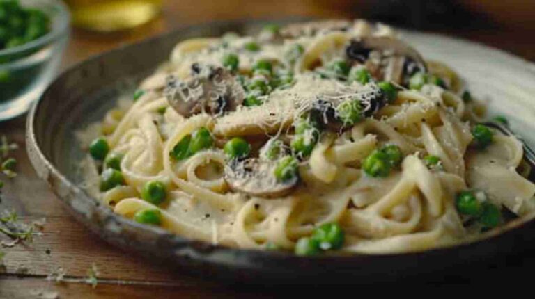 Creamy Mushroom and Pea Pasta