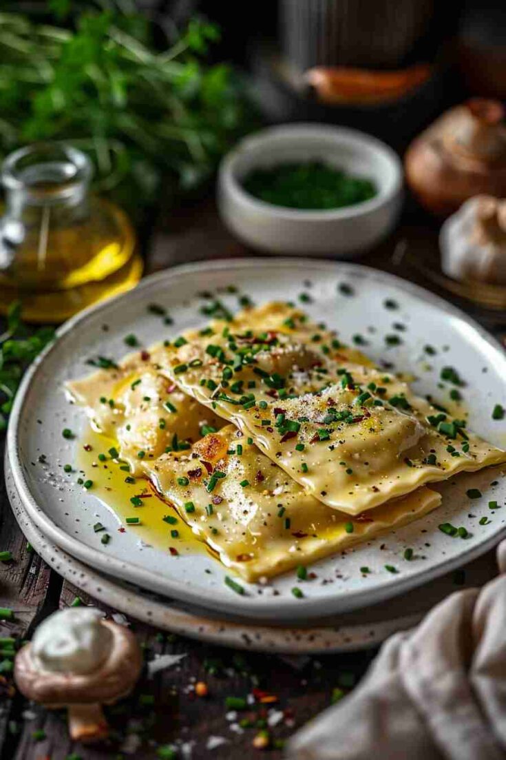 Garlic Butter Mushroom Ravioli