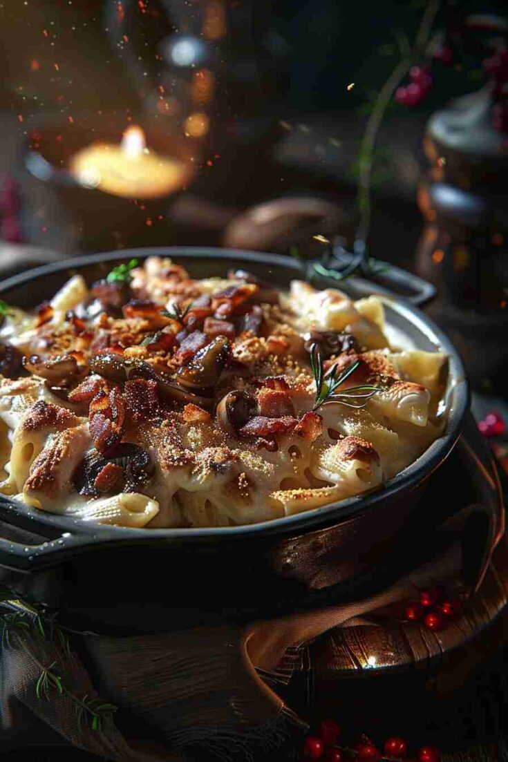 Mushroom and Bacon Penne Bake