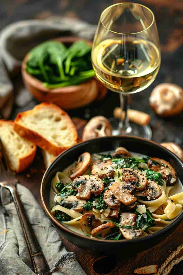 Mushroom and Spinach Tagliatelle