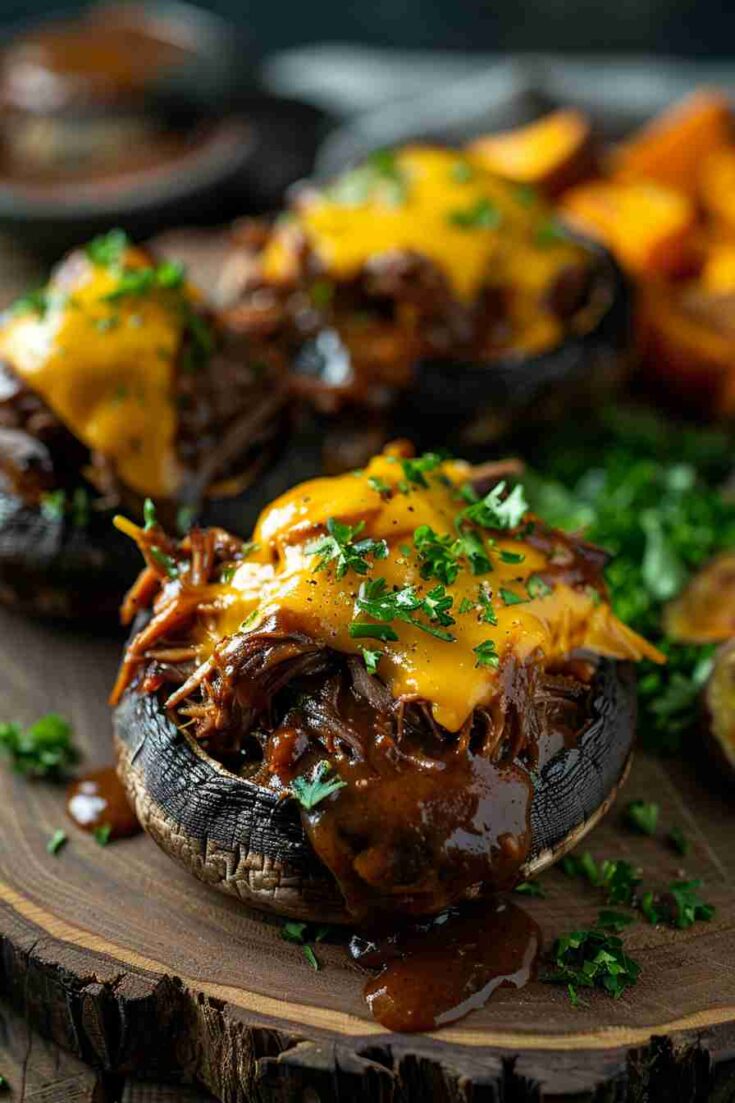 Pulled Pork-Filled Portobello Caps