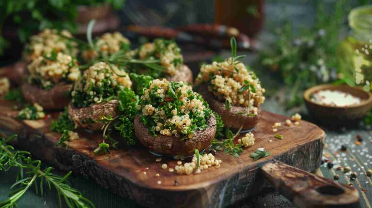 Quinoa and Kale-Filled Mushrooms