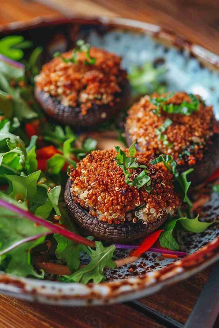 Quinoa and Kale-Filled Mushrooms