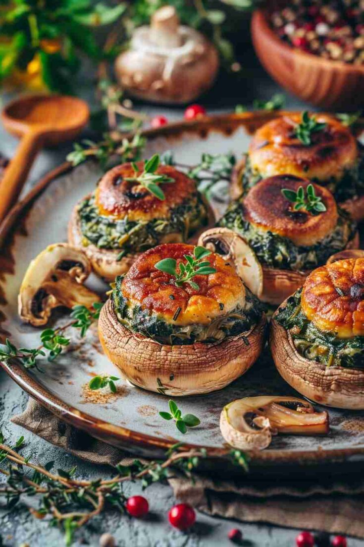 Spinach Artichoke-Stuffed Mushrooms