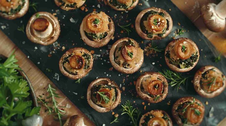 Vegan Spinach and Walnut-Stuffed Mushrooms