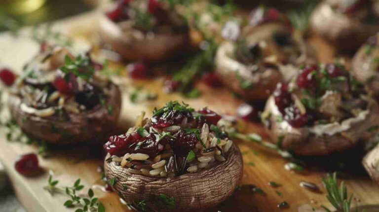 Wild Rice and Cranberry-Filled Mushrooms