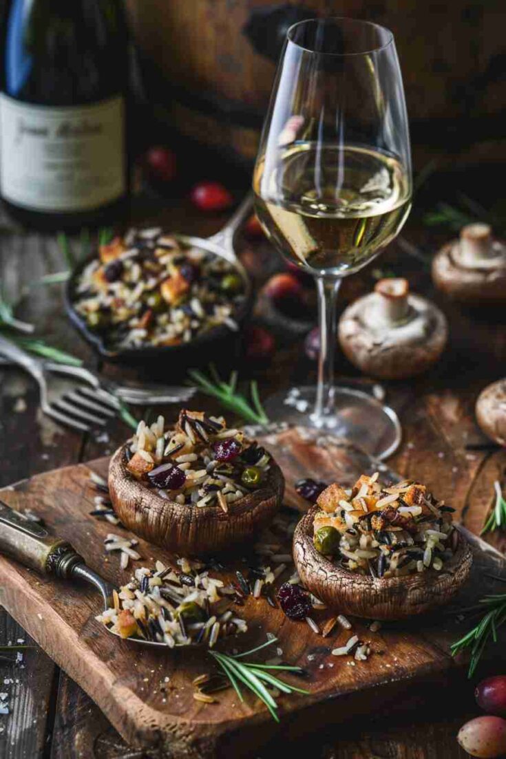 Wild Rice and Cranberry-Filled Mushrooms