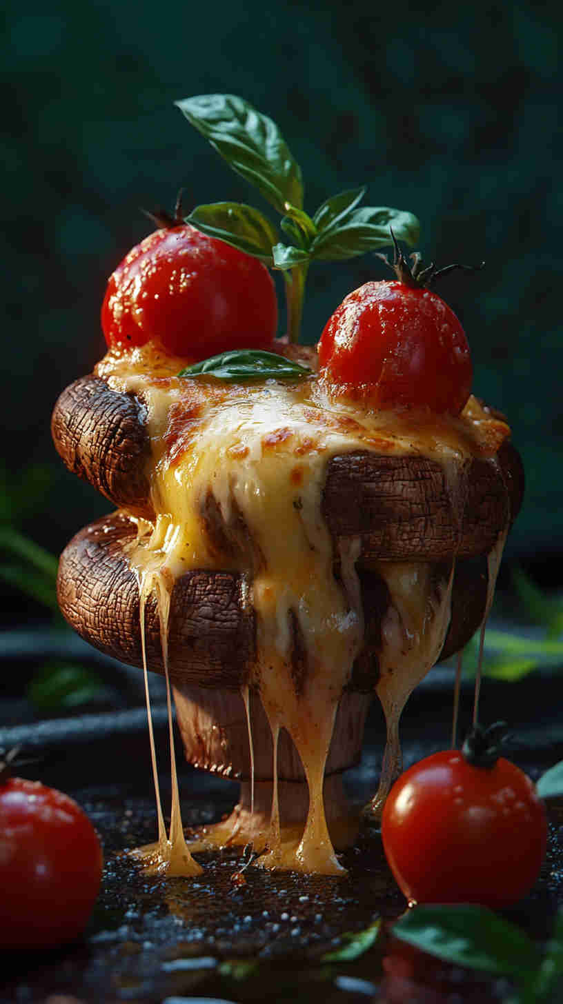 Cheesy Caprese Stuffed Mushrooms