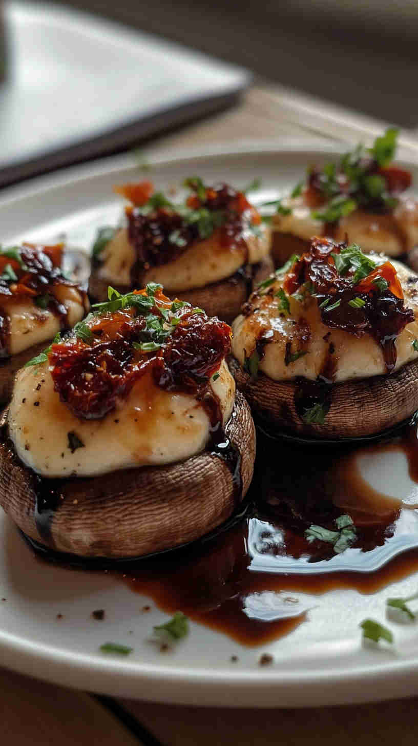 Cheesy Caprese Stuffed Mushrooms