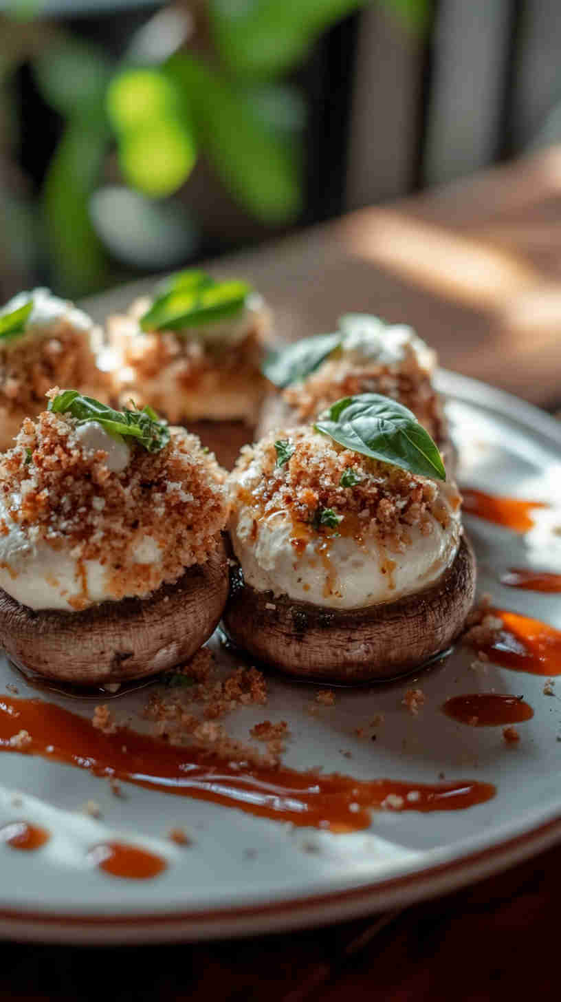 Cheesy Caprese Stuffed Mushrooms