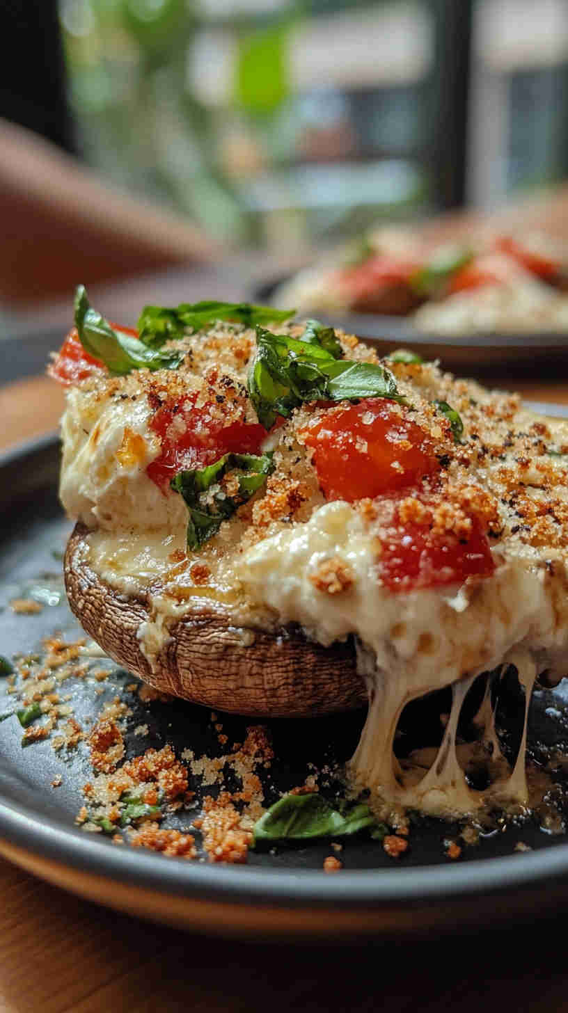 Cheesy Caprese Stuffed Mushrooms