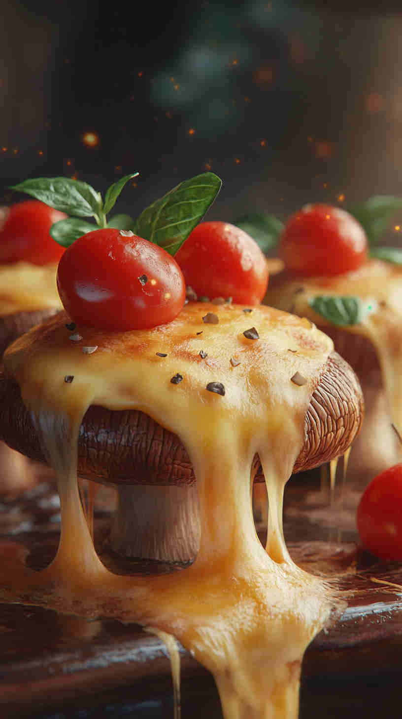Cheesy Caprese Stuffed Mushrooms