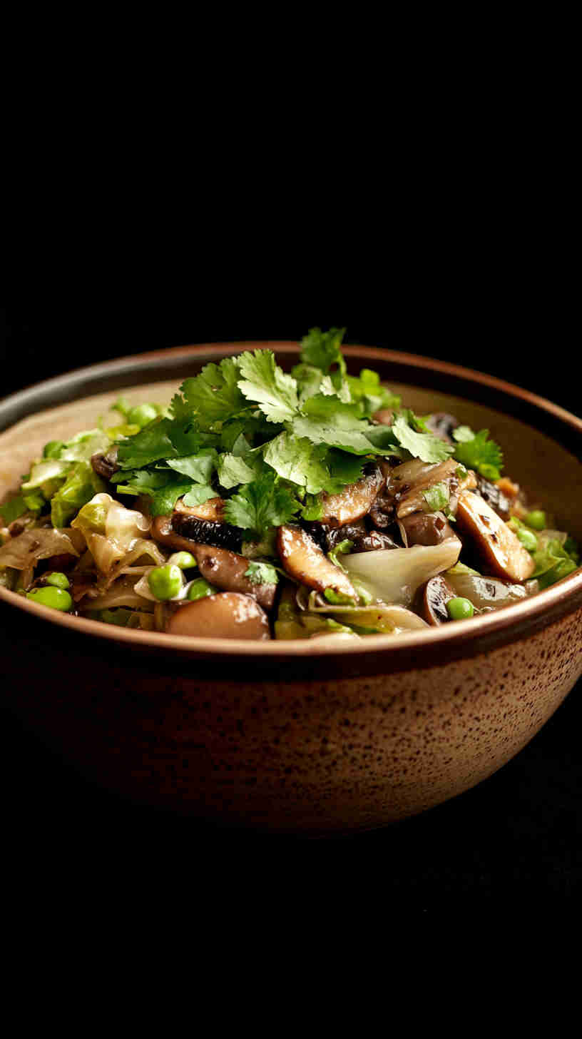 Chinese Cabbage with Mushrooms in Black Bean Sauce