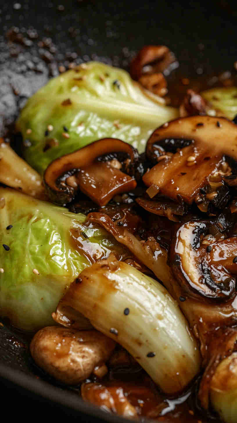 Chinese Cabbage with Mushrooms in Black Bean Sauce