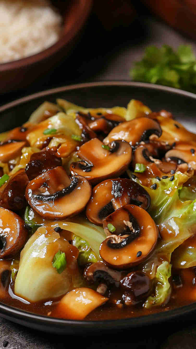 Chinese Cabbage with Mushrooms in Black Bean Sauce