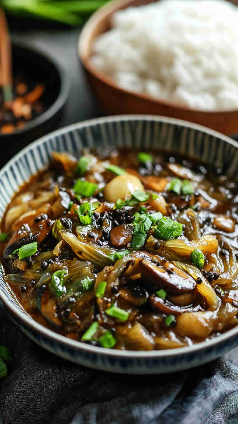 Chinese Cabbage with Mushrooms in Black Bean Sauce