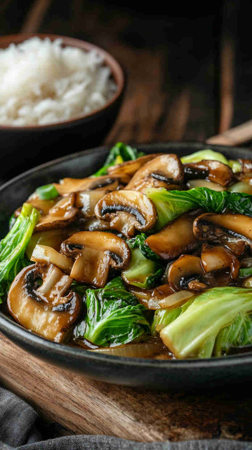 Chinese Cabbage with Mushrooms in Black Bean Sauce