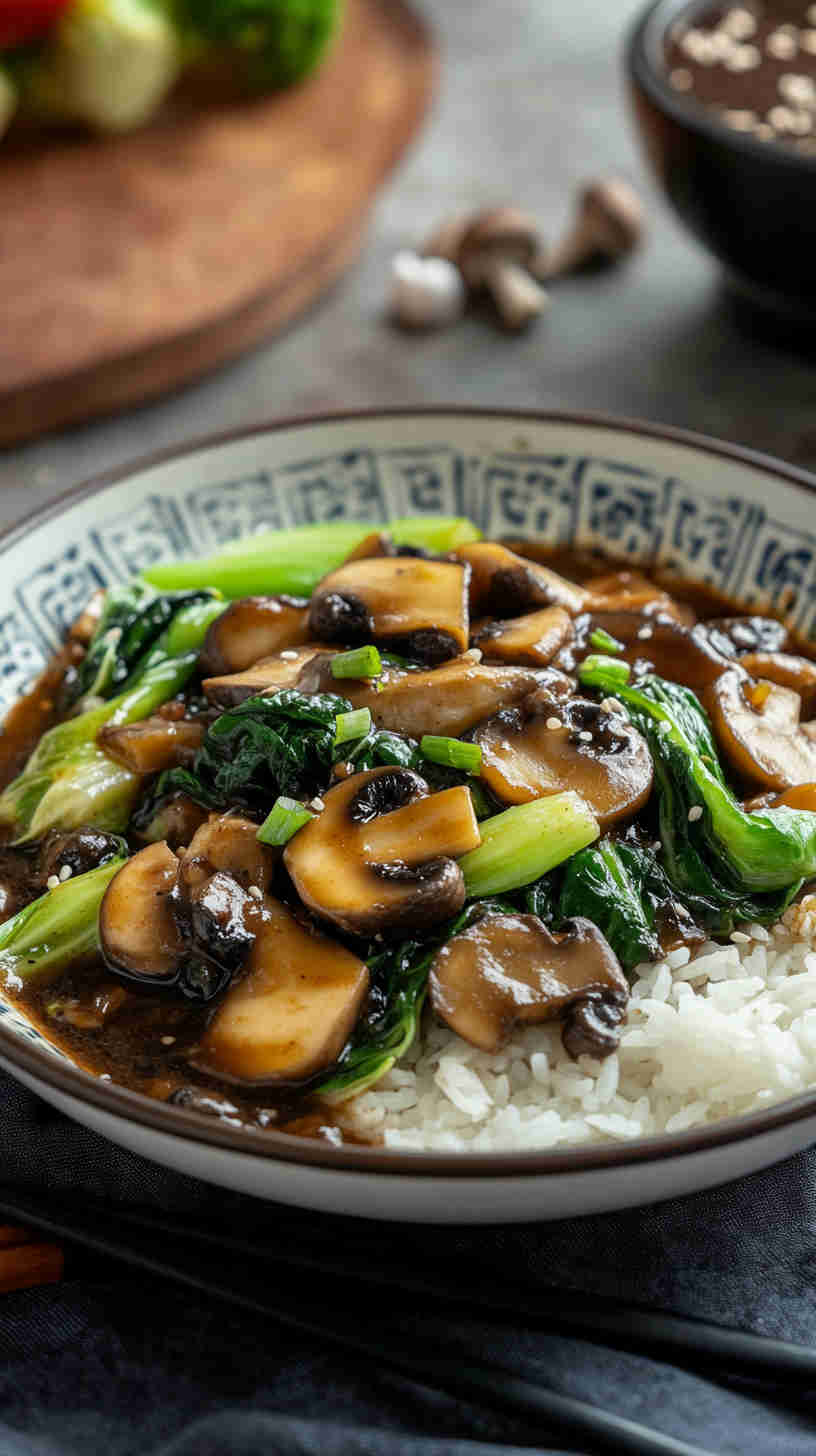 Chinese Cabbage with Mushrooms in Black Bean Sauce
