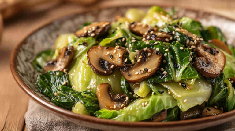 Chinese Cabbage with Mushrooms in Black Bean Sauce