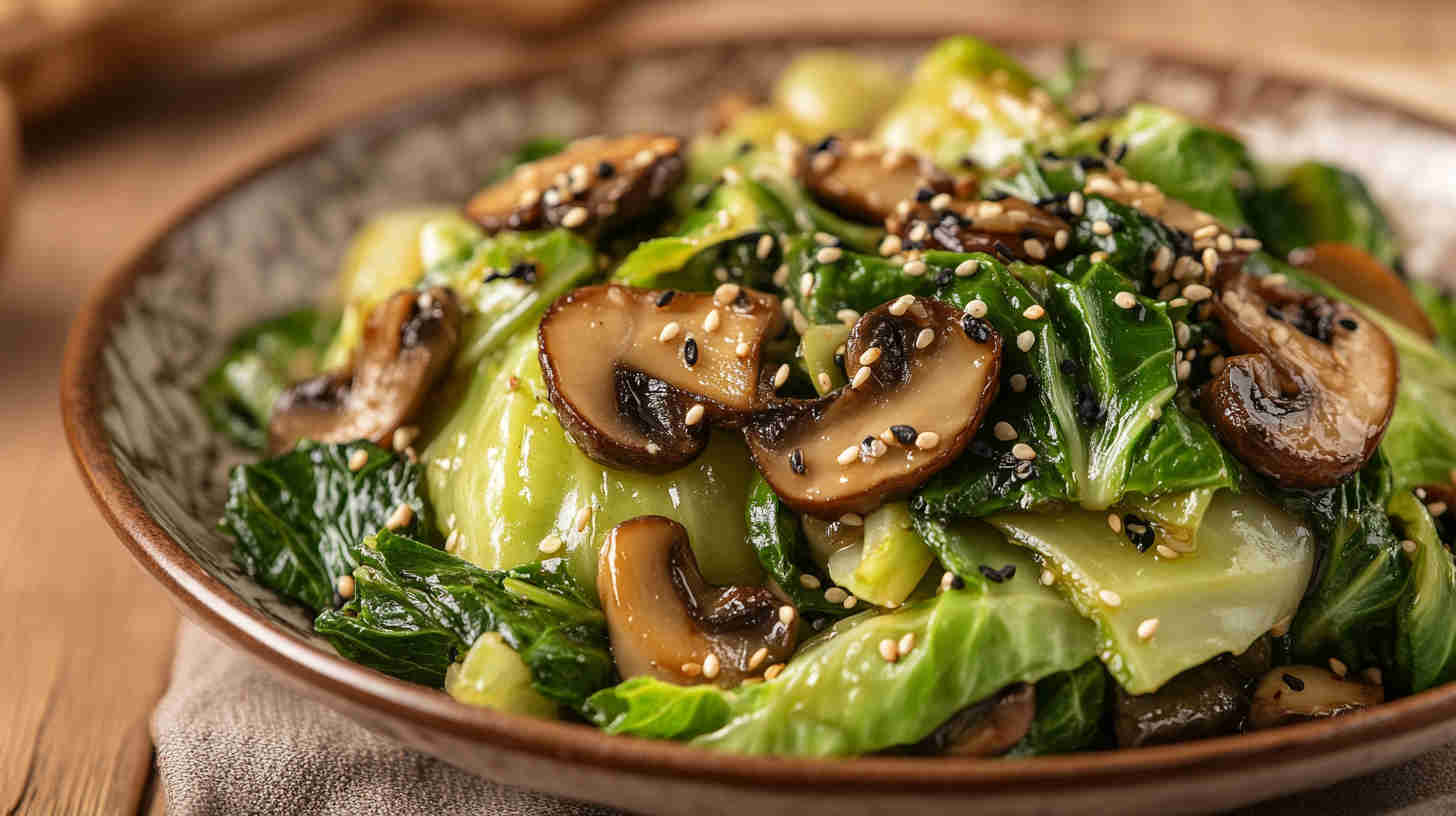 Chinese Cabbage with Mushrooms in Black Bean Sauce