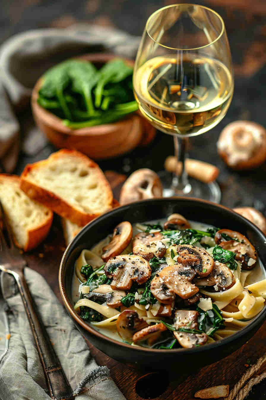 Creamy Mushroom and Spinach Pasta