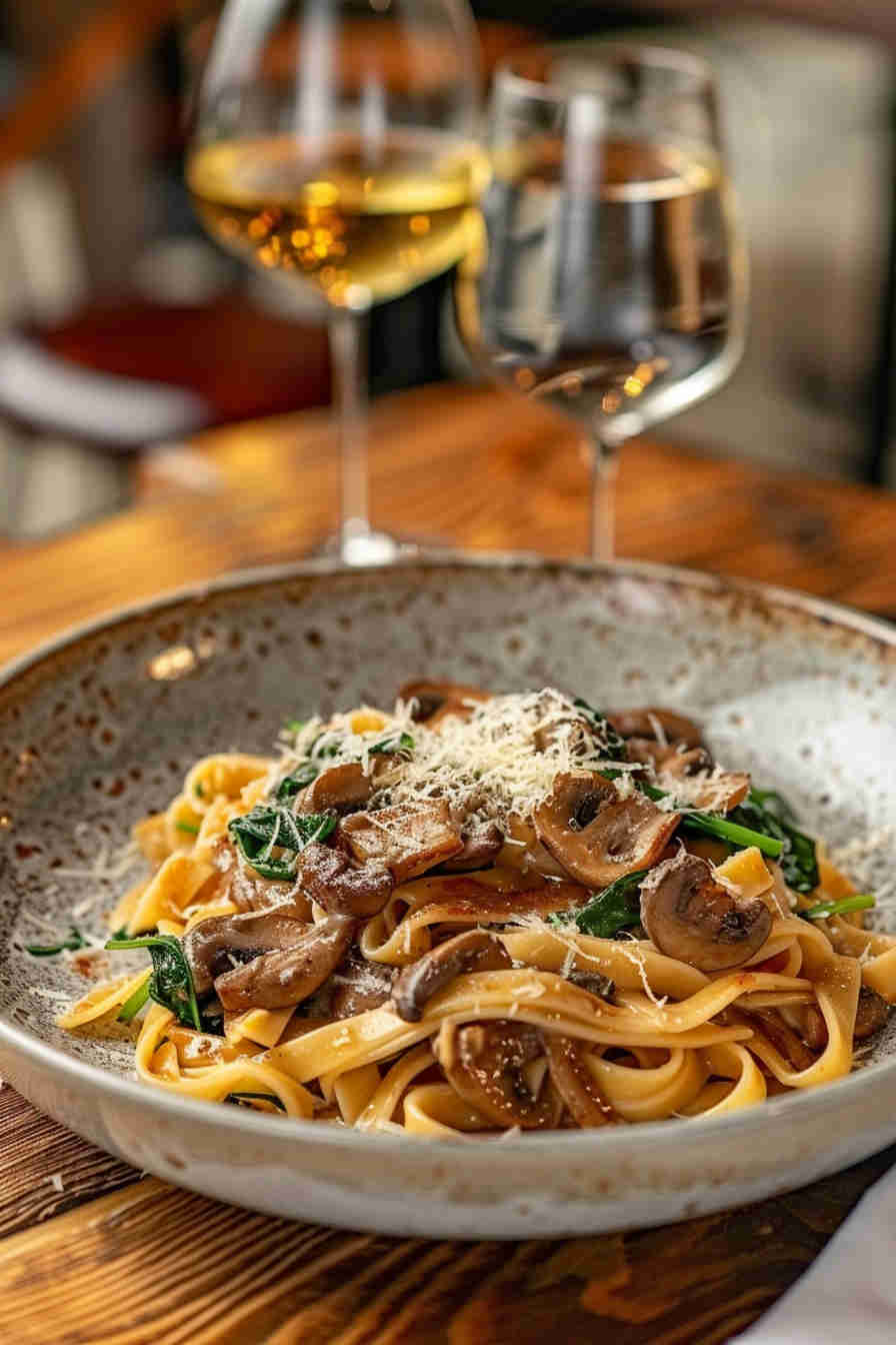 Creamy Mushroom and Spinach Pasta