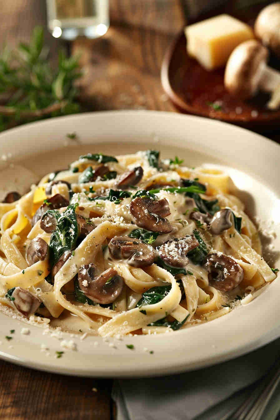 Creamy Mushroom and Spinach Pasta