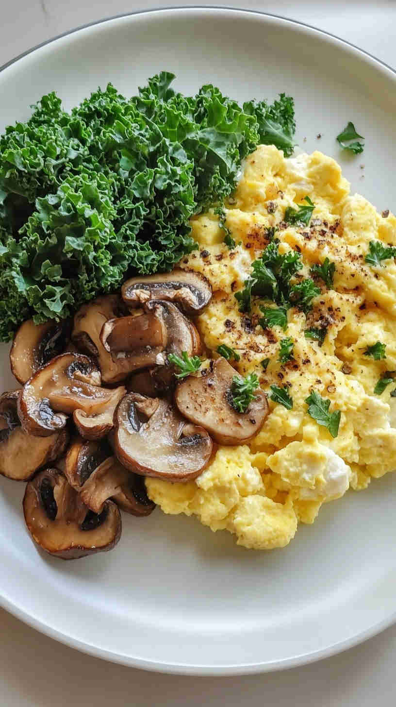 Egg White Scramble with Kale and Mushrooms