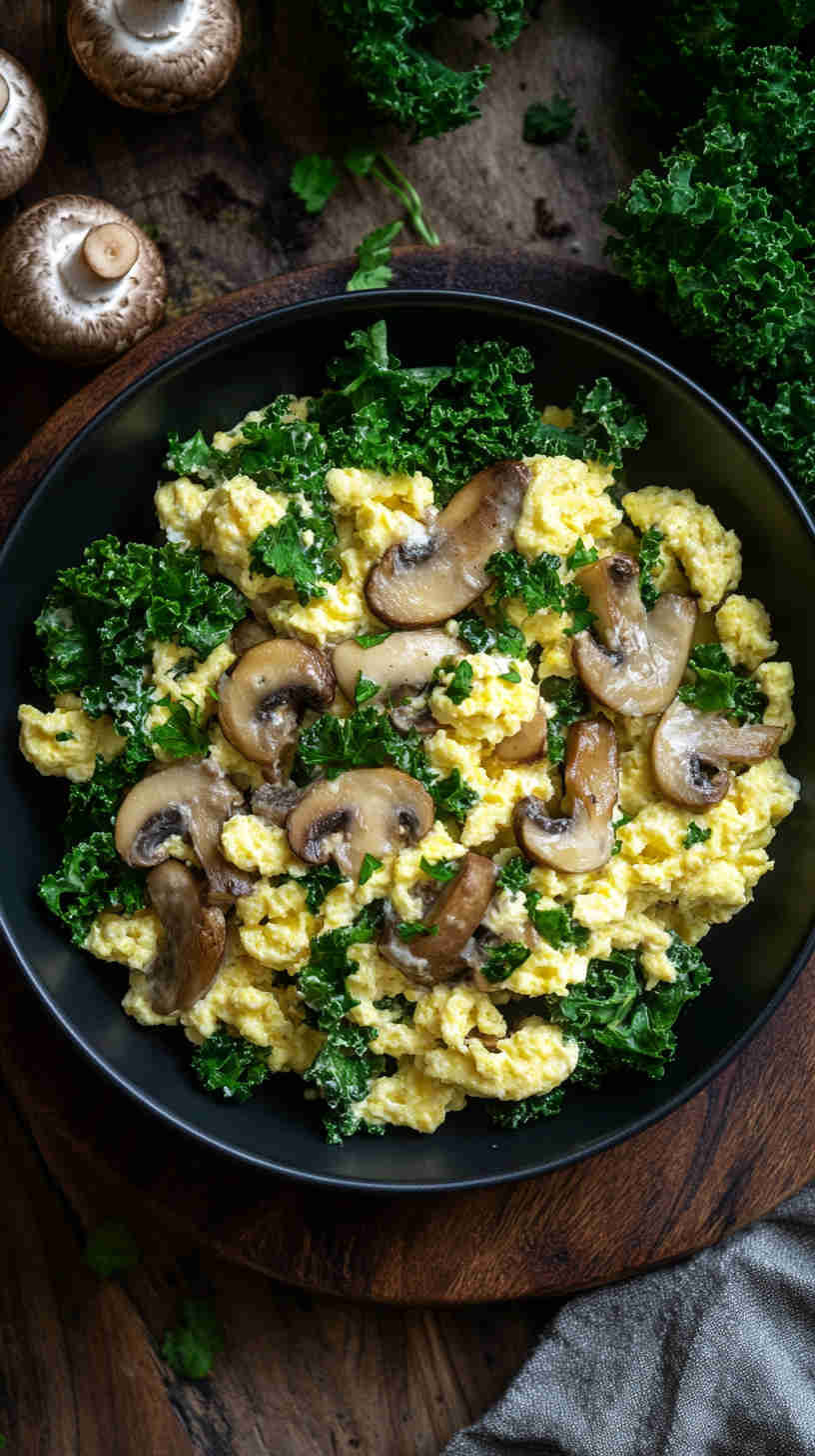 Egg White Scramble with Kale and Mushrooms