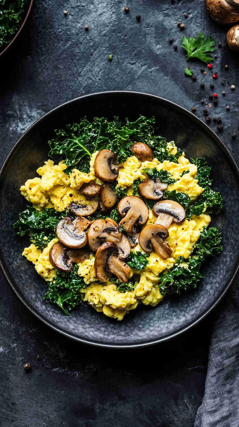 Egg White Scramble with Kale and Mushrooms