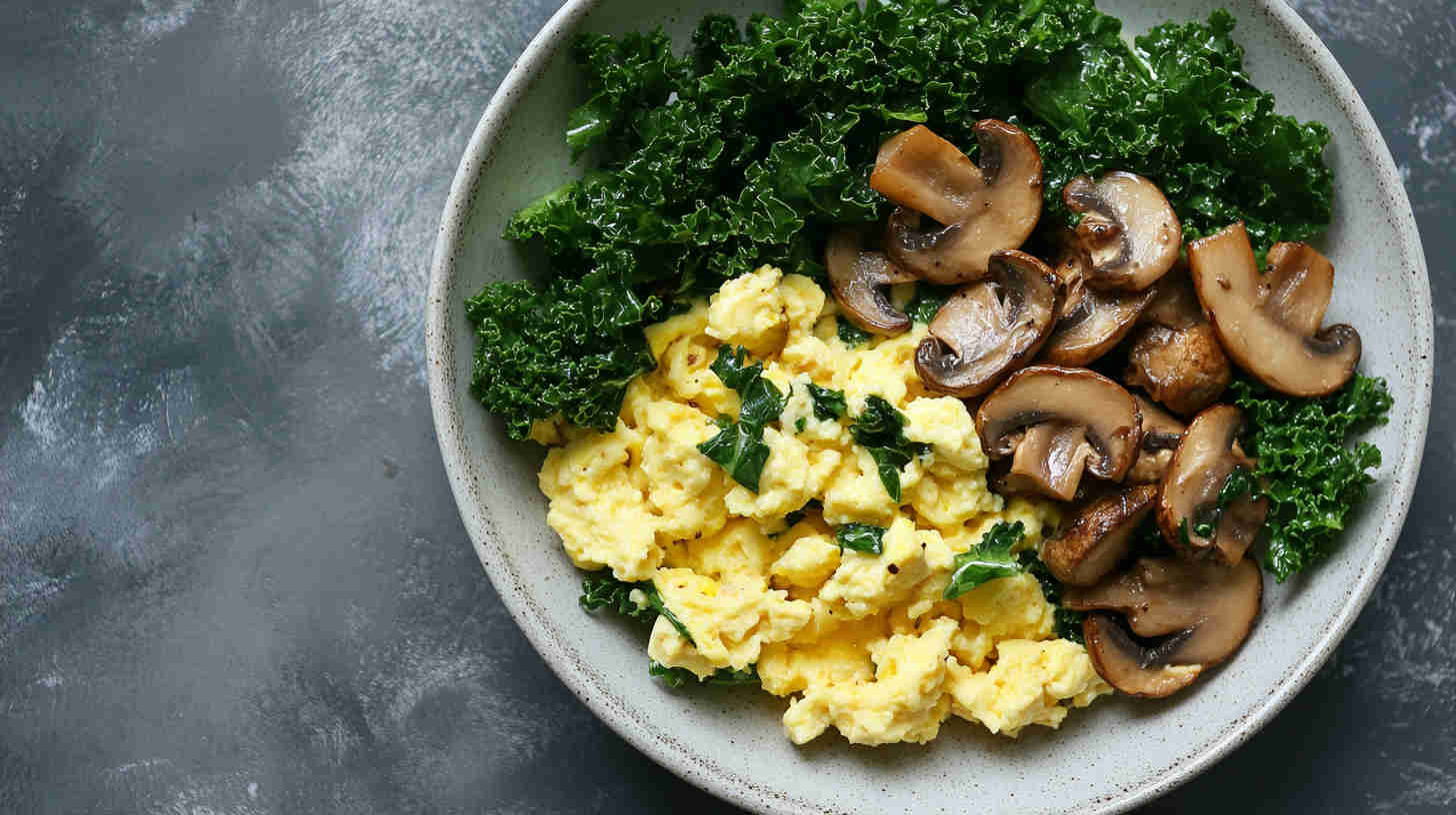 Egg White Scramble with Kale and Mushrooms