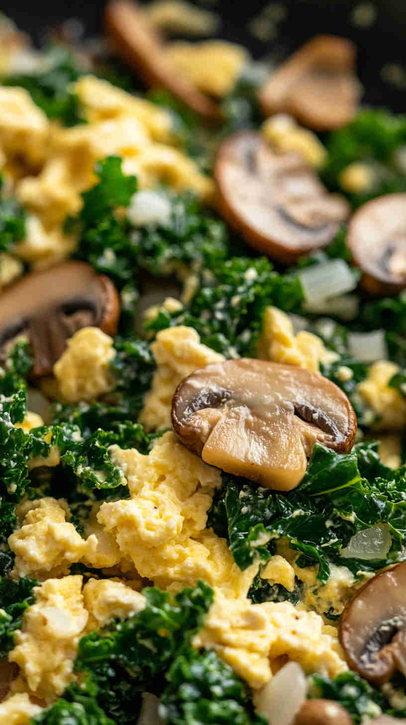 Egg White Scramble with Kale and Mushrooms