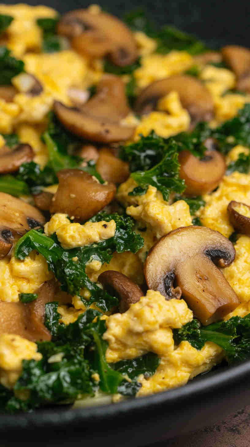 Egg White Scramble with Kale and Mushrooms