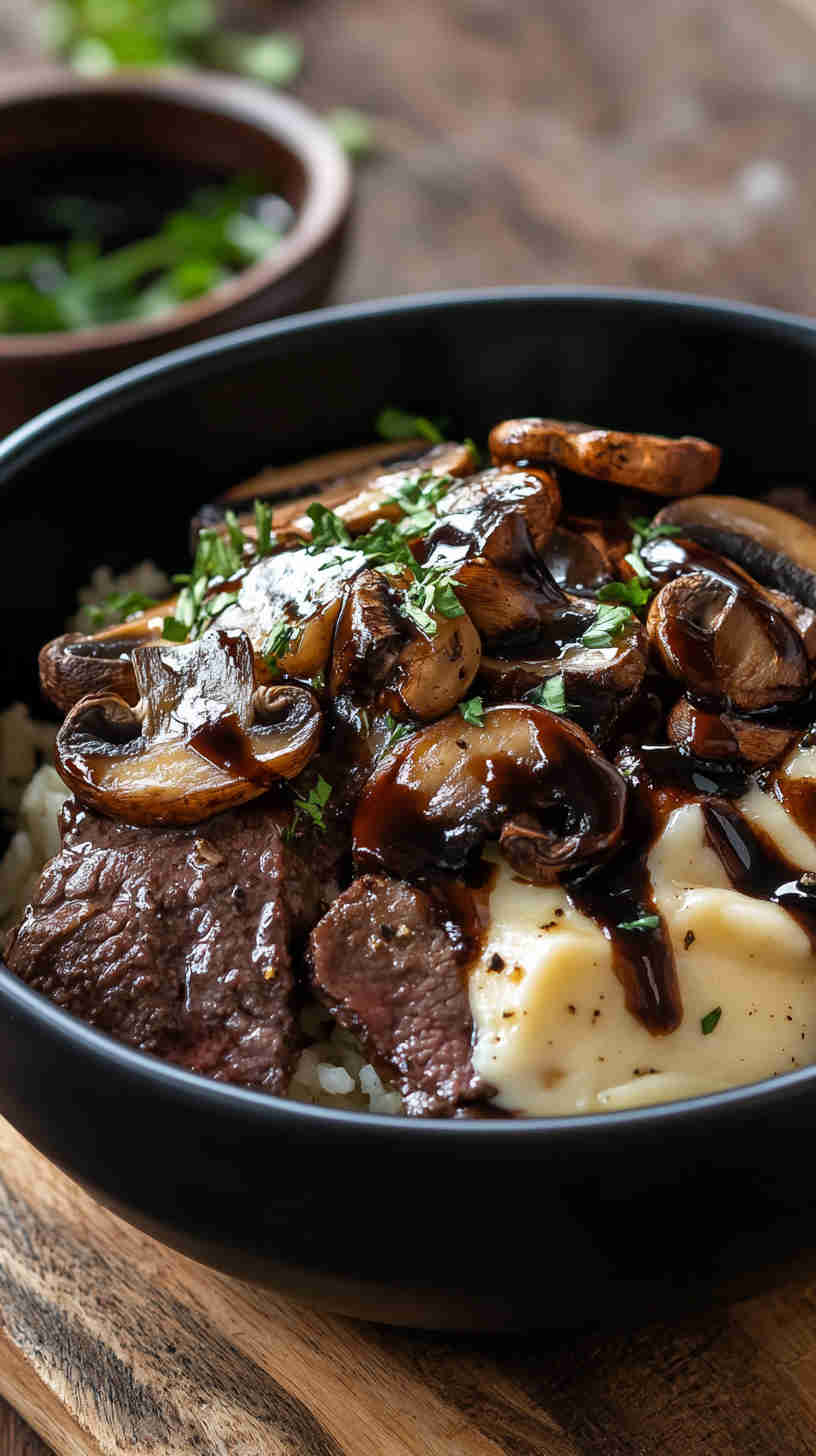 Mushroom Swiss Burger Bowl