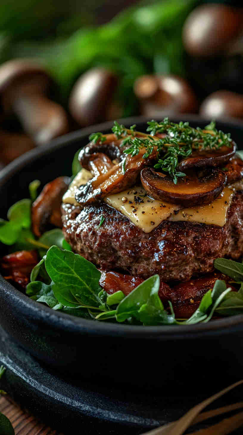 Mushroom Swiss Burger Bowl