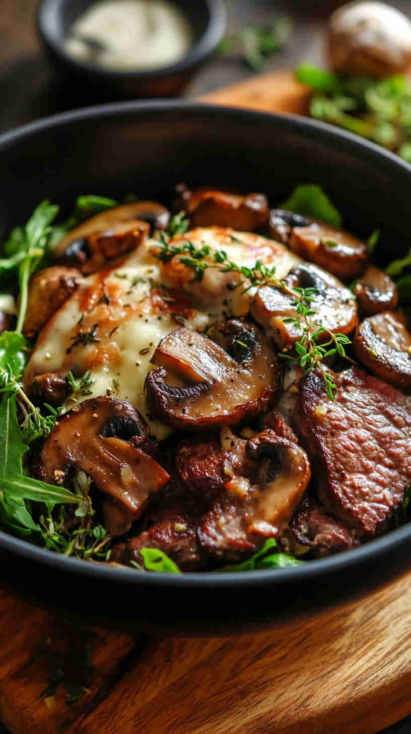 Mushroom Swiss Burger Bowl