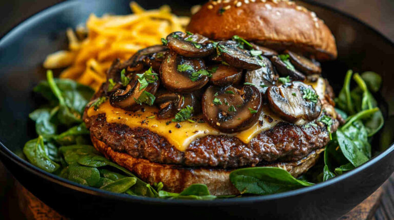 Mushroom Swiss Burger Bowl