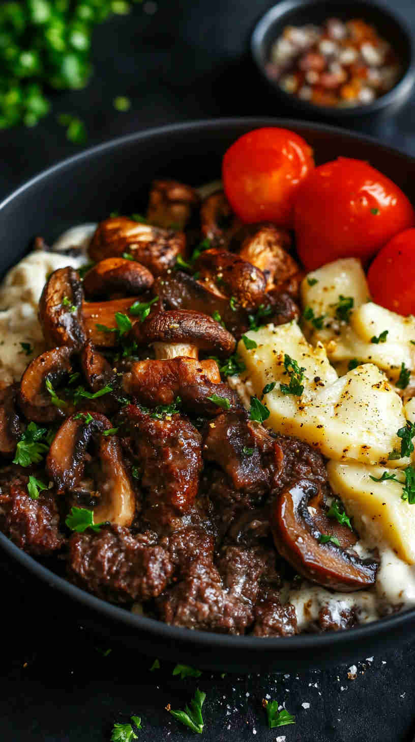 Mushroom Swiss Burger Bowl